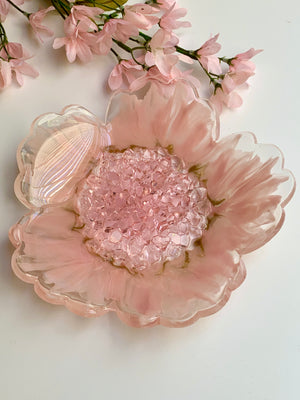 Pink Druzy Flower Bowl