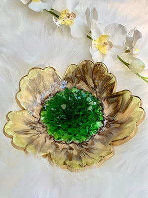 Peridot Druzy Flower Bowl