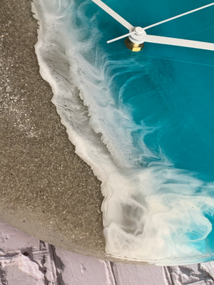 Turquoise Beach Waves Wall Clock 12”