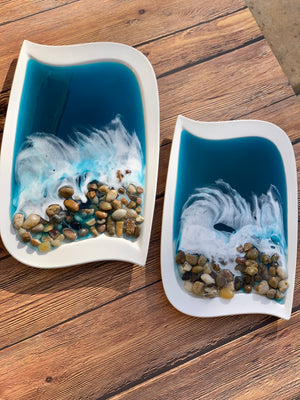 Ocean Rocks Porcelain Decorative/Jewelry Dish: Set of 2