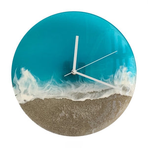 Turquoise Beach Waves Wall Clock 12”