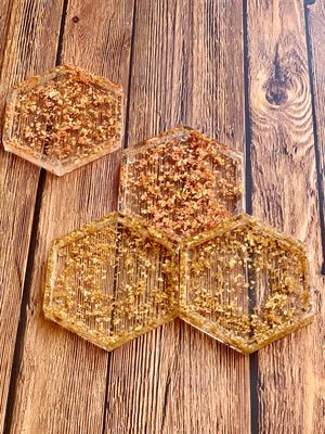 Mixed Gold Leaf Drink Coasters